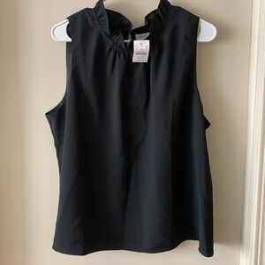 Black Sleeveless J. Crew ruffle neck blouse